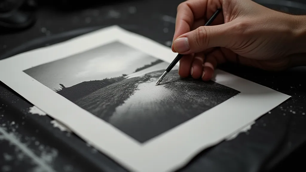 Burning a landscape photograph.