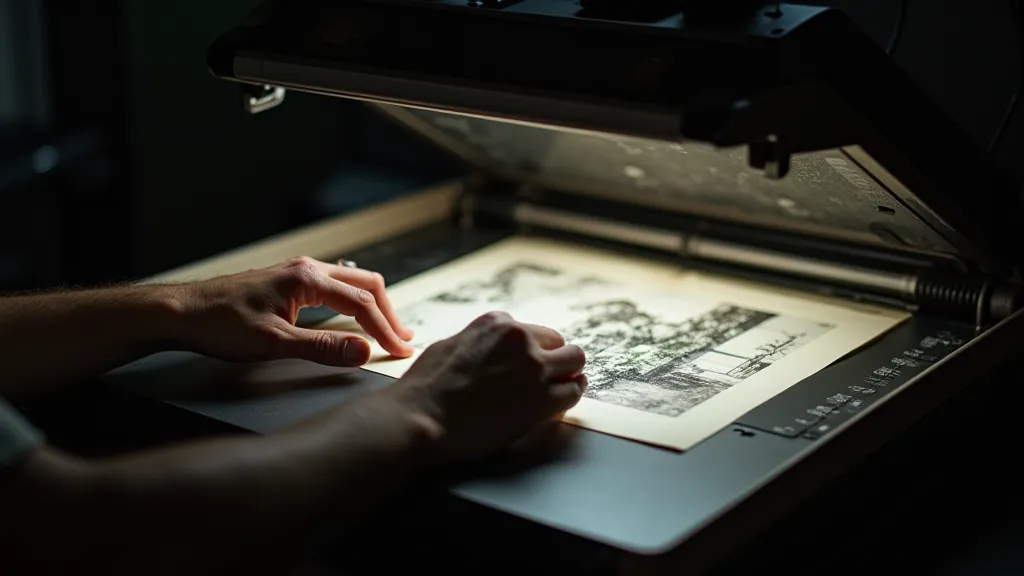 Photographer printing with an enlarger