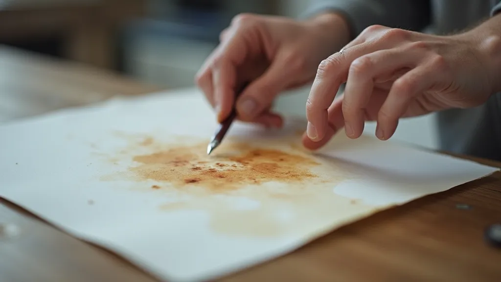 Hands carefully masking photographic paper