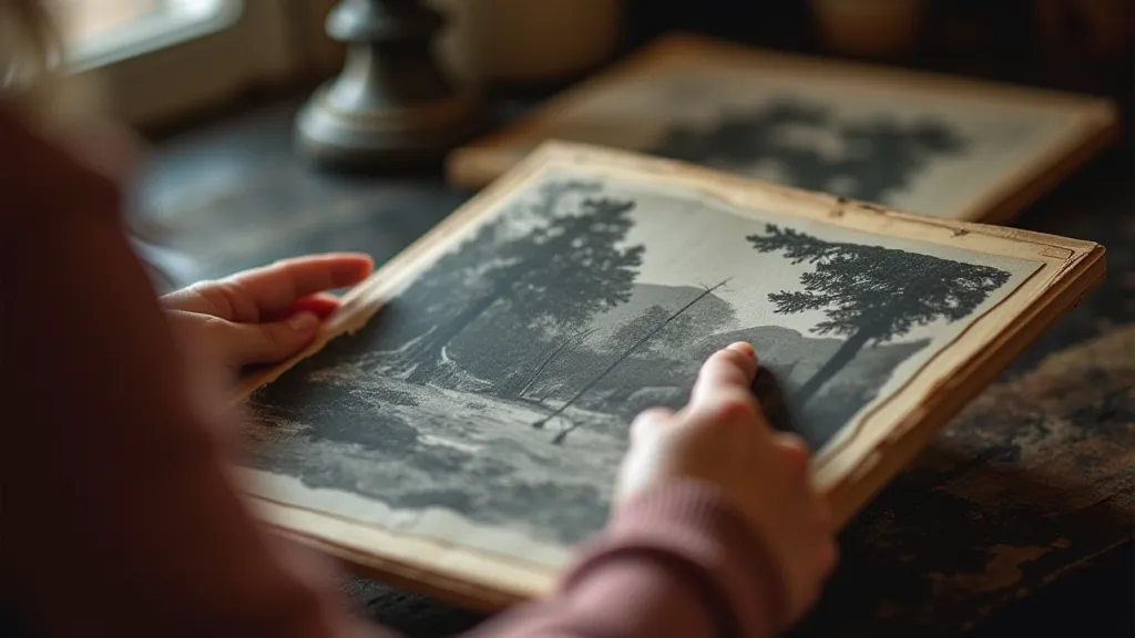 Person holding an antique photographic print