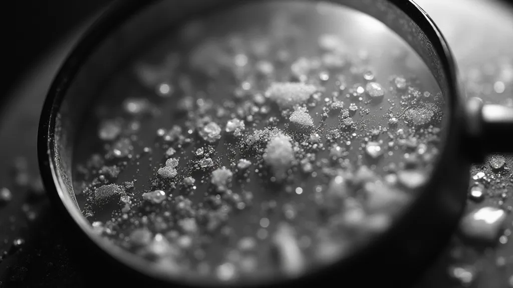 Magnified silver halide crystals in film emulsion